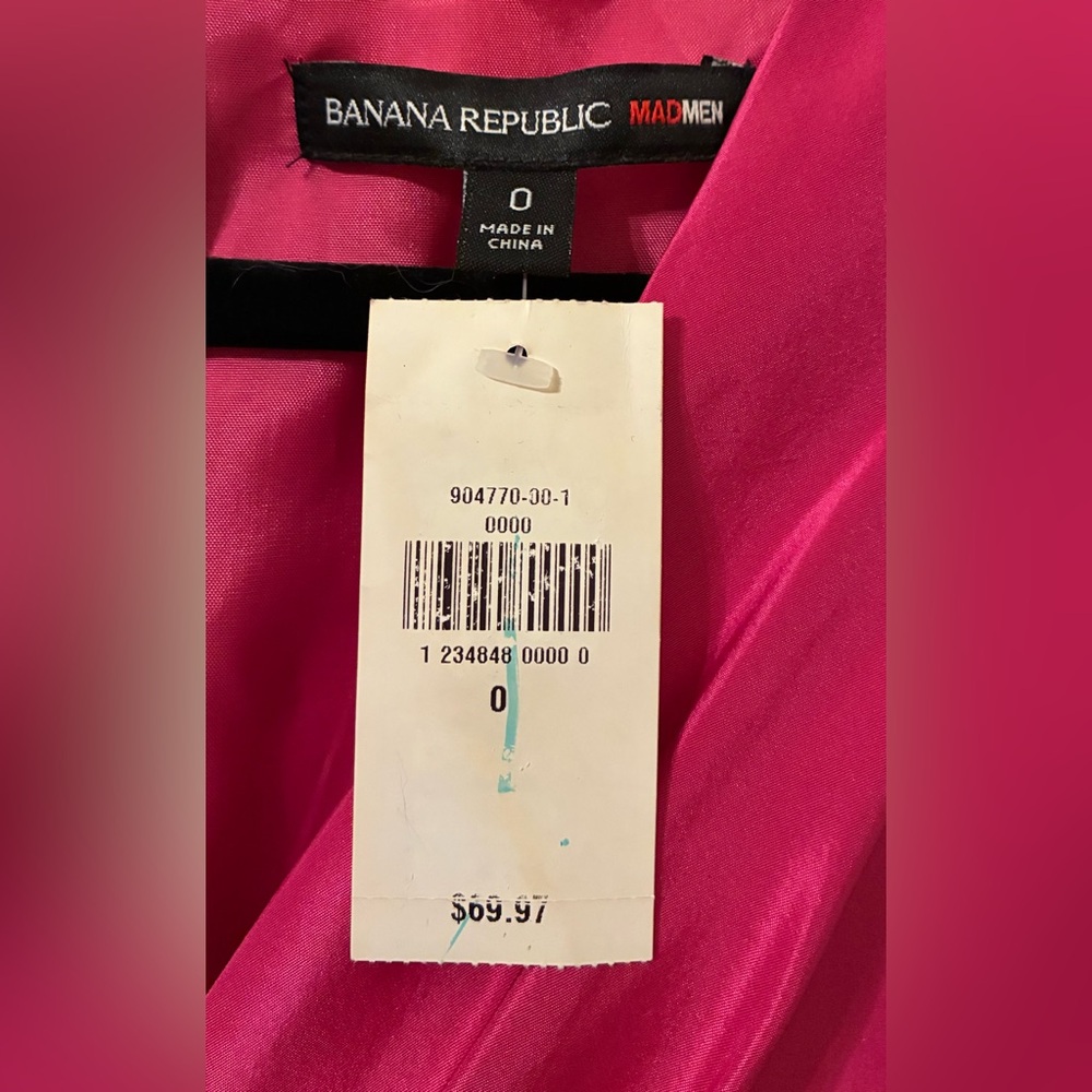 NWT “Mad Men” Banana Republic Fuschia Silk V-Neck Betty Dress 50s 60s Retro 0 - Picture 6 of 12